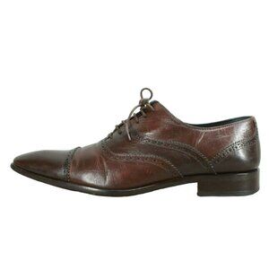 Cabani Brown Leather Lace Up Cap Toe Oxford Dress Shoes Size Eu 44 US 10.5